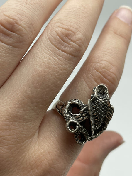 sterling silver intertwined cobra ring
