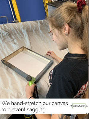 Our canvas wall art is hand stretched.