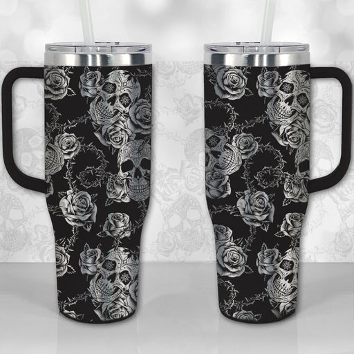 40 oz Tumbler with Handle - Wolf and Sunflowers — Wichita Gift Company