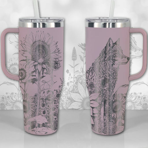 40 oz Tumbler with Handle - Lone Wolf and Great Horned Owl — Wichita Gift  Company