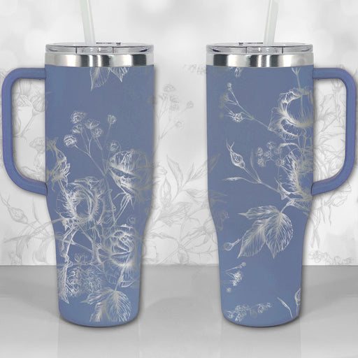 40 Ounce Cream/Copper Tumbler with Handle - Peonies or Sunflowers – Blue  Ribbon Designs