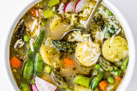 spring minestrone soup and photo by the endless meal