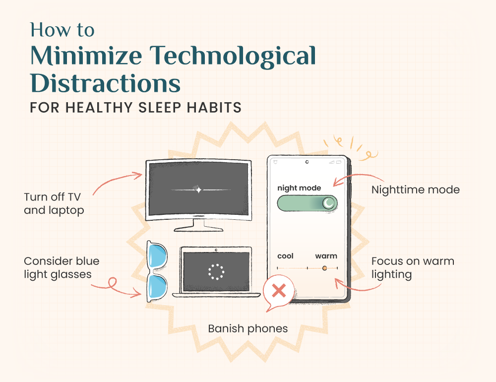 sleep hygiene technology habits illustrated