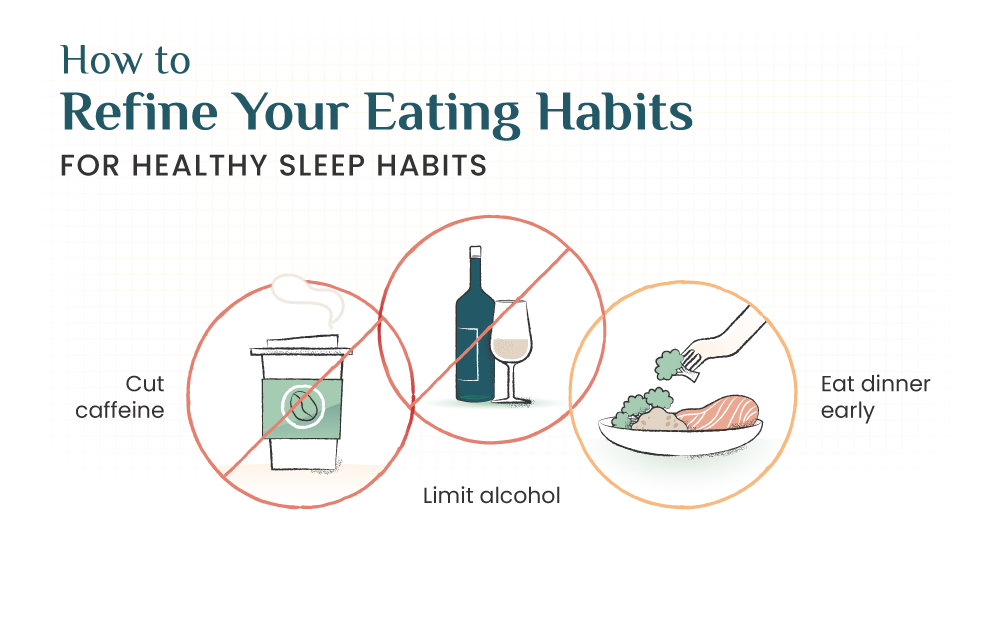 sleep hygiene food and drink habits illustrated