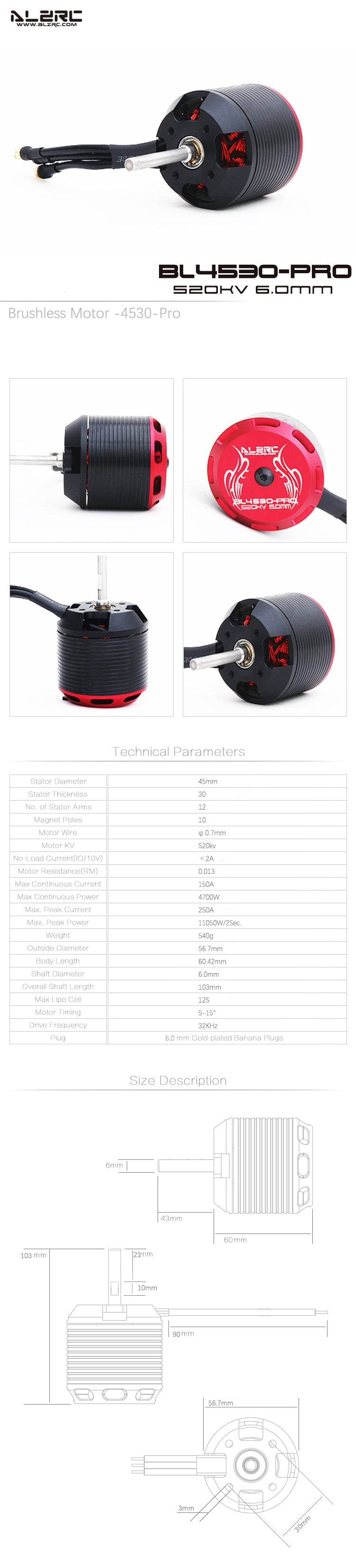 ALZRC Brushless Motor 4530-Pro 520KV