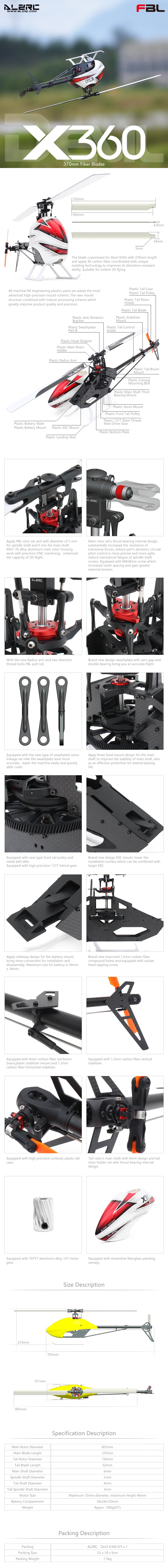 ALZRC - Devil X360 FBL KIT - Specs