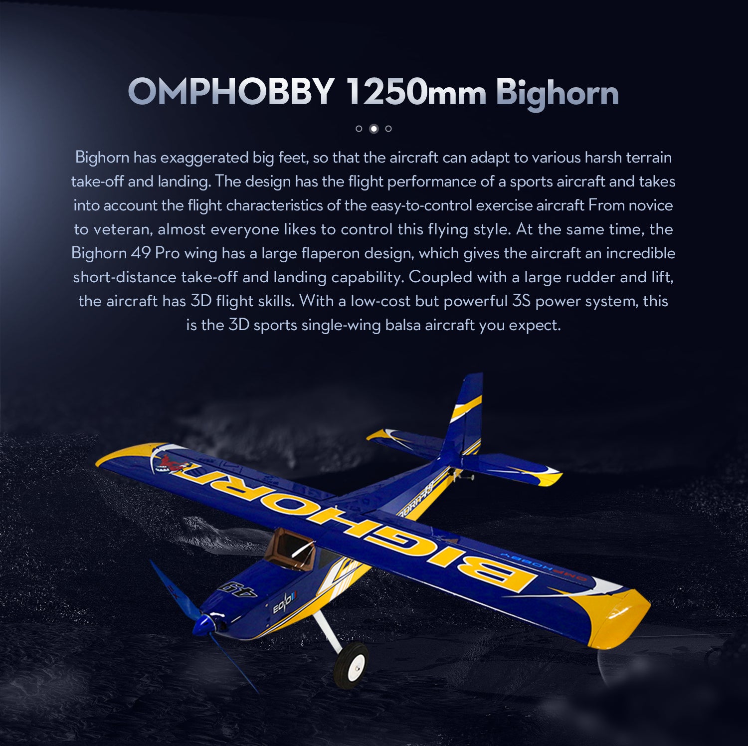 OMPHOBBY BIGHORN 49” Balsa Airplane Details