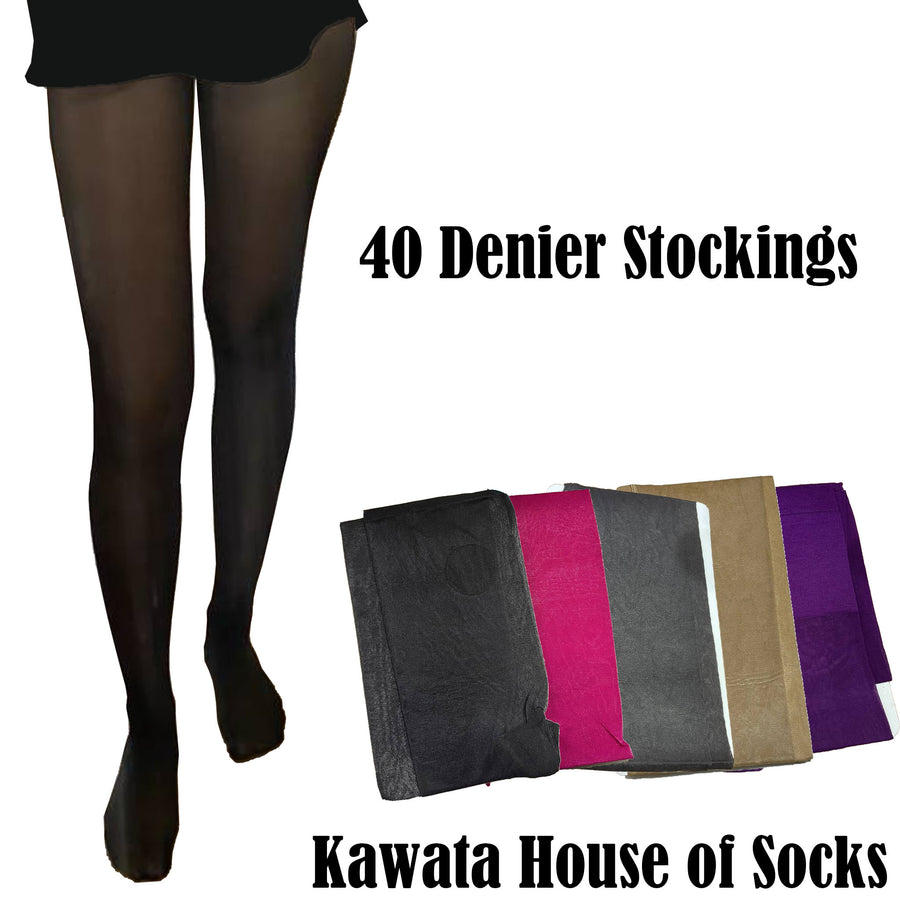 40 Denier Satin Sheer Waist Pantyhose 40 Denier Stockings – Kawata