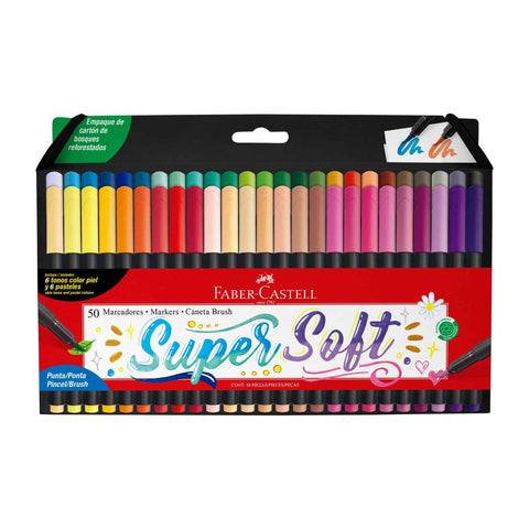 50 Plumones SuperSoft punta pincel para lettering – Faber-Castell Perú