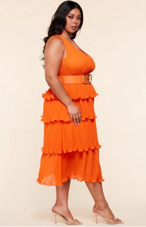 plus size pleated midi dress