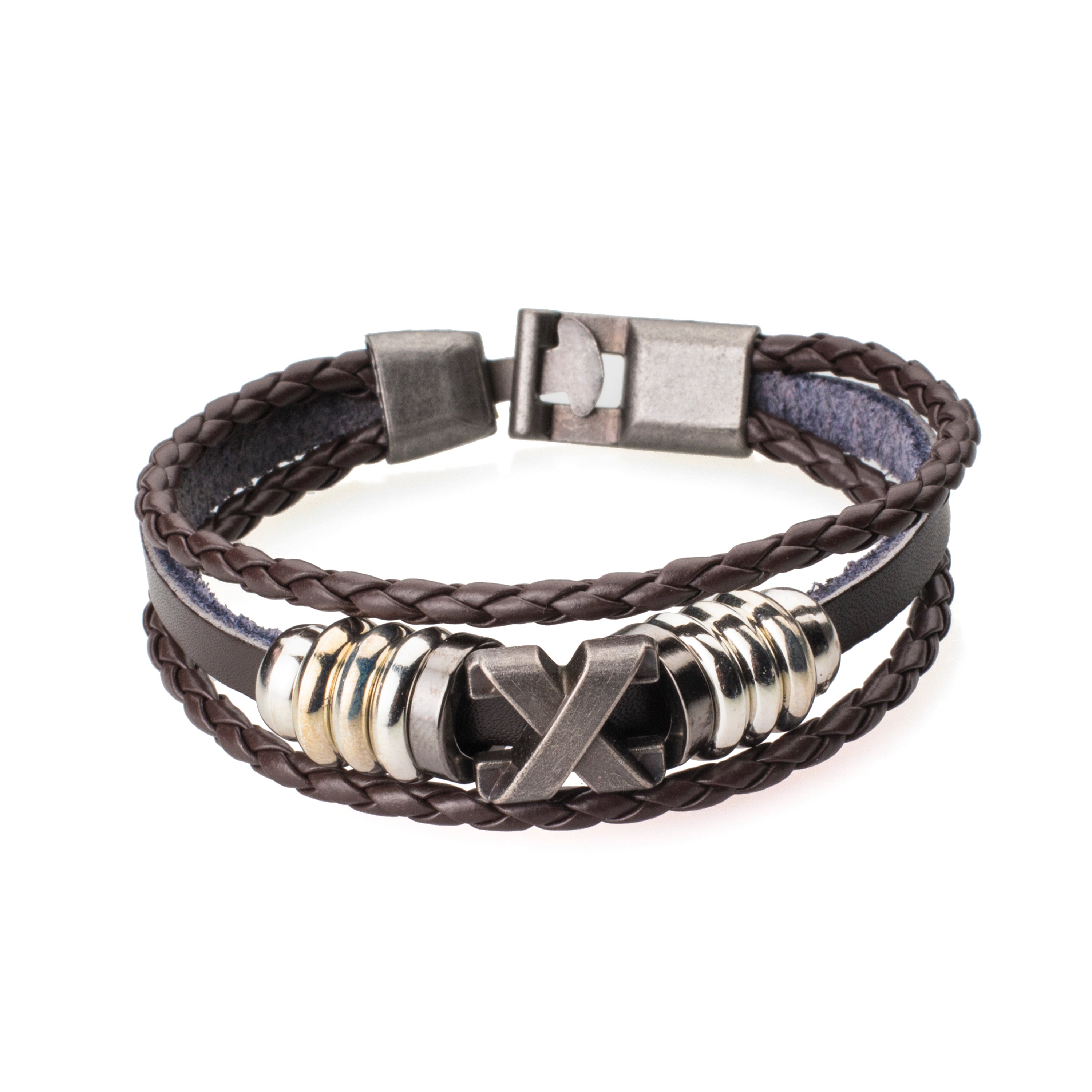 Unisex Braided Leather Charm Bracelet  Shopaholics