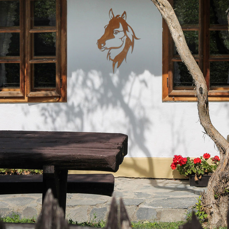 Gartendeko Wand-Dekoration Pferd Pferdekopf zum Hängen Deko 30cm x 45cm