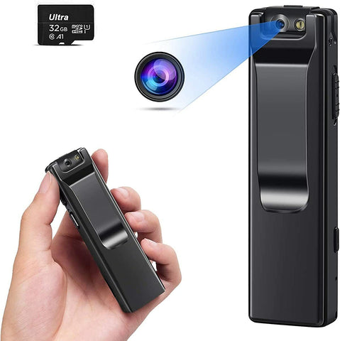 KOPUO Mini Body Camera, Wireless 1080P Security Wearable Body Camera Motion Activated Indoor Outdoor Small Nanny Cam for Cars Home Apartment (with 32G Ultra High Speed Memory Card)