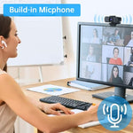 Webcam, Webcam with Microphone, 2022 New Version USB Webcam with 3D Denoising and Automatic Gain, Plug & Play 1080p Webcam for Video Calling, Online Classes &Video Conference