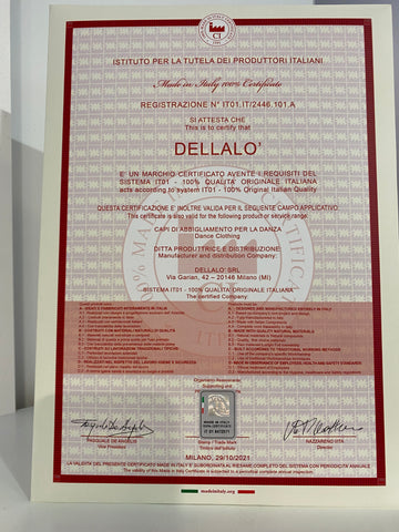 デラロミラノ Made in Italy 認定証