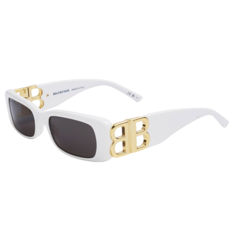 Balenciaga  Invisible Cat Sunglasses in Silver Metal with Gray Lenses and  AllOver Logo  Sunglasses  Balenciaga Eyewear  Avvenice