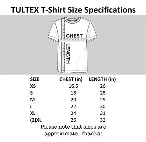TULTEX T-Shirt Size Specifications for Neon Climbing Shirts