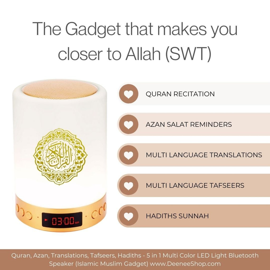 Beads Digital Tally Counter Tasbih with Athan Alarm Clock Auto Prayer Time  Qibla Direction Hijri Calendar Dual-Language