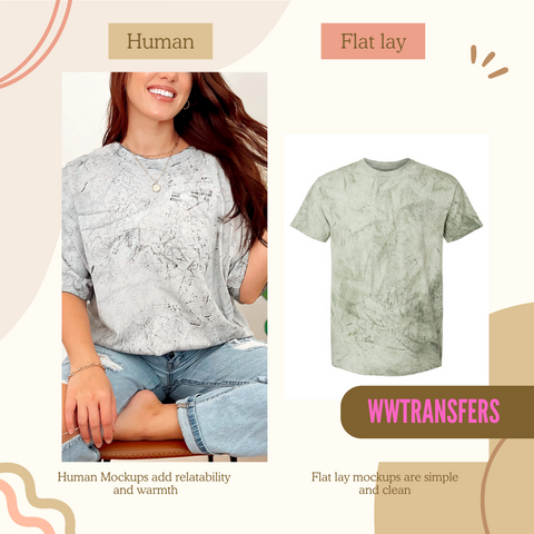 Example of a Human Mockup and a Flat lay mockup