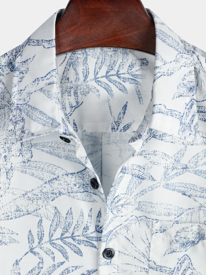 Men's Summer Retro Floral Print Pocket Floral Short Sleeve Button Up W# ...