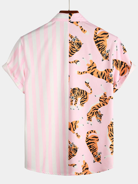 Men's Tiger & Striped Patchwork Holiday Pocket Shirt – Atlanl