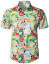 Men's Flamingo Pineapple Fruit Print Hawaiian Shirt and Shorts Set
