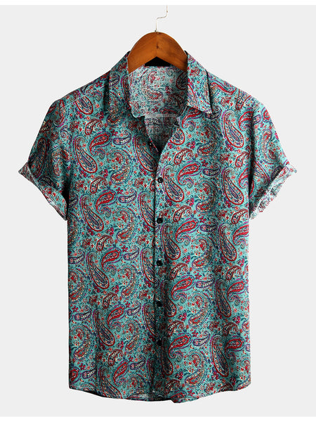 Men's Paisley Vintage Cotton Retro 70s Shirt – Atlanl