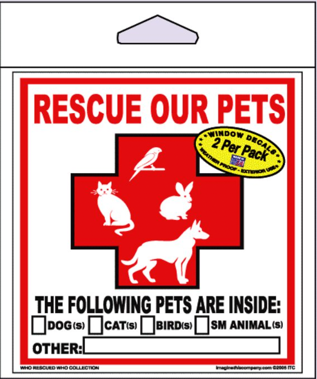 Pet fire safety window cling, available at Chewy.com