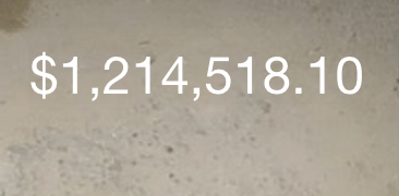 The running total of donations that Tab For A Cause has donated to non-profits. At the time of the photo, Tab For A Cause has raised $1, 214,518.10.