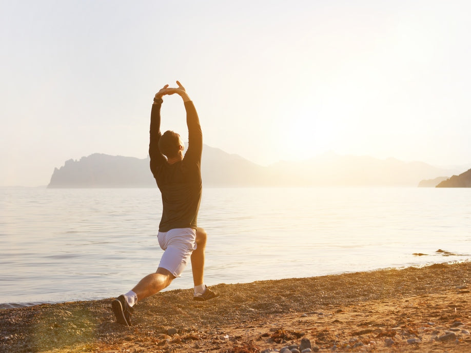 Man Lunge Stretch on Beach New York Times Stretch Research