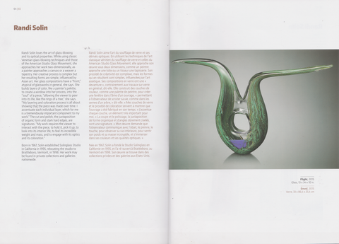 US Cotonou Benin Exhibition Guide Featuring Light Green-Blue Wing Shaped Glass Sculpture and Text Article On Randi Solin