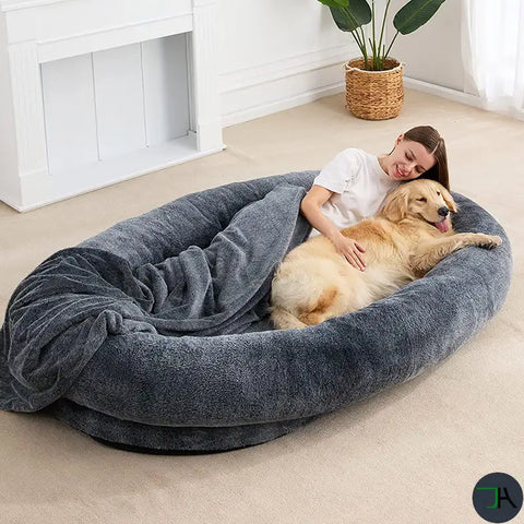 Discover the Ultimate Comfy Retreat - a Luxury Large Human Dog Bed with Sponge Lining