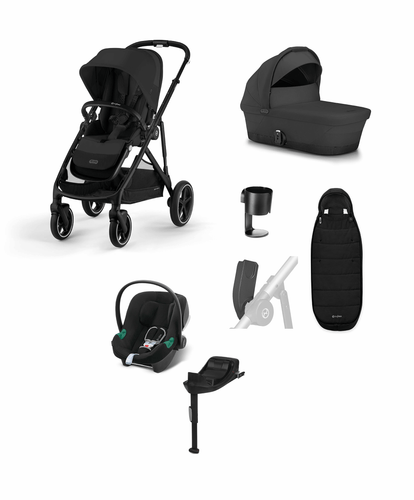 Cybex Gazelle S Pushchair Bundle with Cybex Aton B2 i-Size Car Seat and Base (7 Pieces) - Moon Black