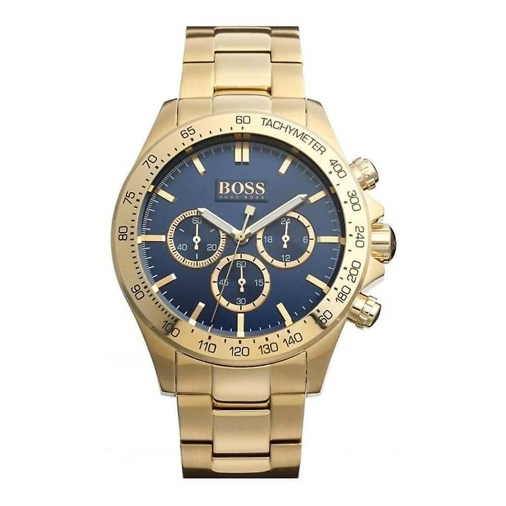 Buurt journalist Circulaire Hugo Boss Ikon HB1513340 44mm goud blauw herenhorloge met chronograaf —  Horlogeplanet