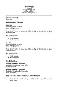 cv templates free download word