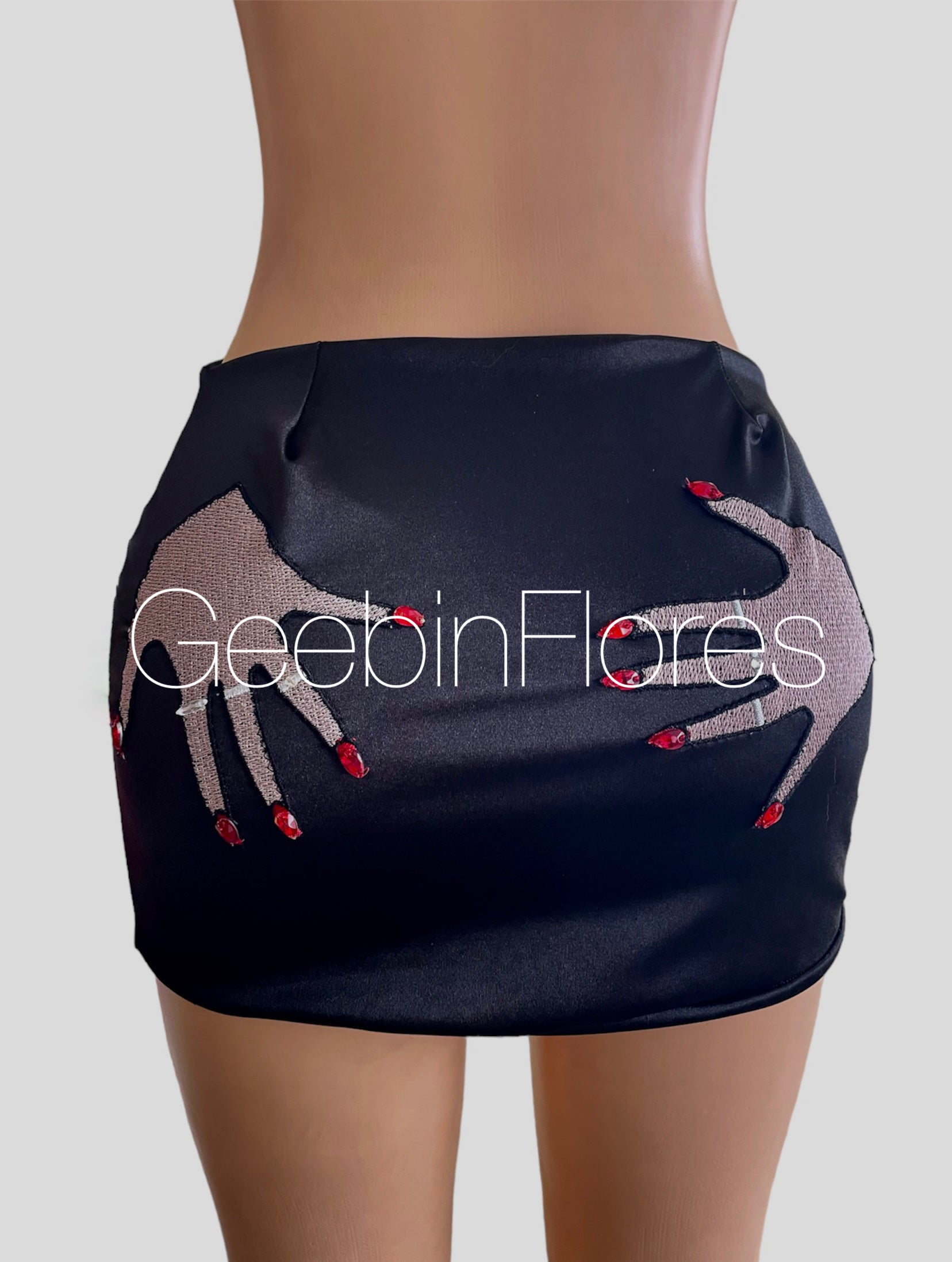 Hands On Jeweled Mini Skirt