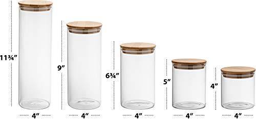 ZDZDZ Glass Coffee and Sugar Canister Set 15oz Decorative Kitchen Canisters  with Bamboo Lid,Stackable Pantry Canister, Small Airtight Glass Storage