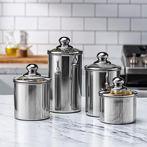 Le'raze Set Of 5 Glass Kitchen Canisters With Airtight Stainless-steel Lid  : Target