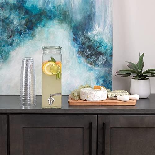 1 Gallon Glass Water Dispenser with Stainless Steel Spigot + Marker & -  Le'raze by G&L Decor Inc