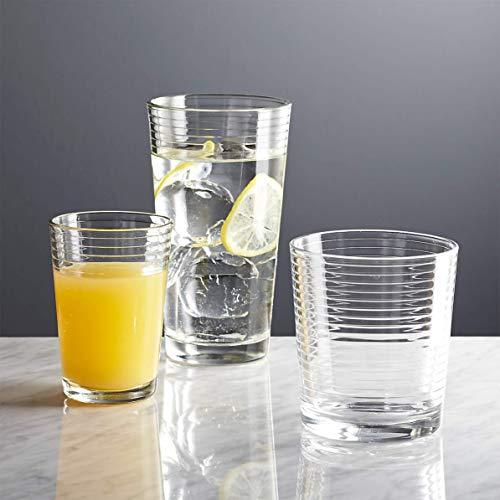 Set of 16 Heavy Base Ribbed Durable Drinking Glasses Includes 8 Cooler -  Le'raze by G&L Decor Inc