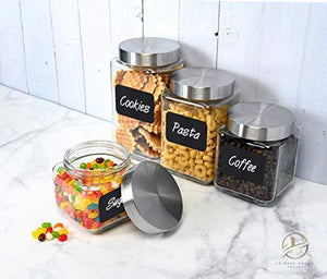 Glass Canister Set for Kitchen & Bathroom, Apothecary Food Storage Jar -  Le'raze by G&L Decor Inc