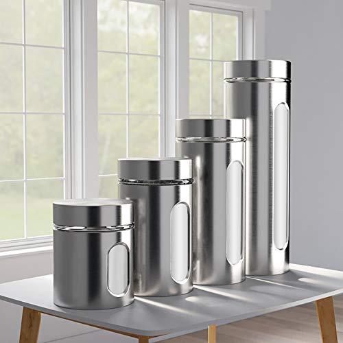 4pc Square Canister Sets for Kitchen Counter or Bathroom + Labels & Ma -  Le'raze by G&L Decor Inc