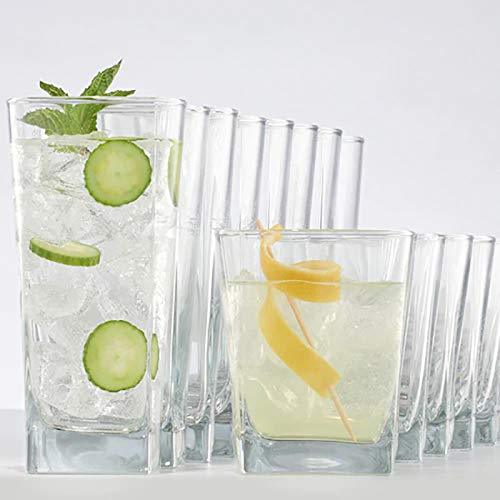 Morningrising Glass Cups with Lids and Straws Set of 12, 16 oz  Beer Glasses, Drinking Glasses, Glass Cups, Iced Coffee Glasses for Beer,  Cocktail, Whiskey, Smoothies: Mixed Drinkware Sets