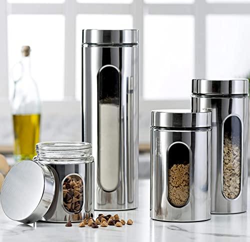 Glass Canister Set for Kitchen & Bathroom, Apothecary Food Storage Jar -  Le'raze by G&L Decor Inc