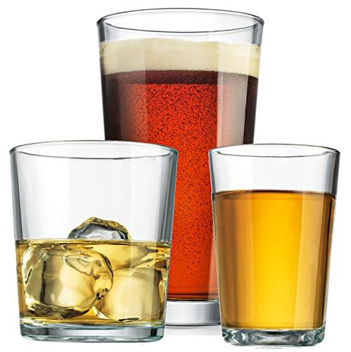 Glaver's Drinking Glasses 16 Piece Set, 8-17 Oz. Highball Glasses, 8-13 Oz.  Whiskey Rocks, Ideal for…See more Glaver's Drinking Glasses 16 Piece Set