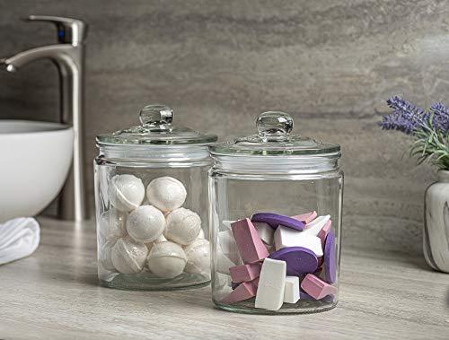 Glass Canister Set for Kitchen & Bathroom, Apothecary Food Storage Jar -  Le'raze by G&L Decor Inc