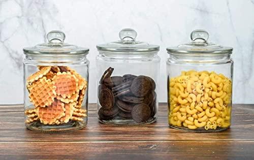 Glass Canister Set for Kitchen & Bathroom, Apothecary Food Storage Jar -  Le'raze by G&L Decor Inc