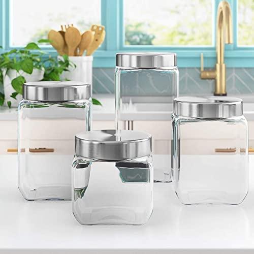 Glass Canister Set for Kitchen & Bathroom, Apothecary Food Storage Jar -  Le'raze by G&L Decor Inc