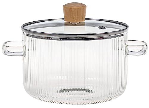 Glass Cooking Pot with Lid - 2L(68oz) Heat Resistant Borosilicate Glas -  Le'raze by G&L Decor Inc