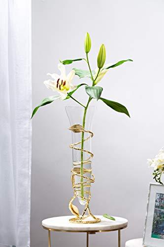 Beautiful Glass Flower Vase with Wooden Plant Stand & 6 Bud Vases, Dec -  Le'raze by G&L Decor Inc
